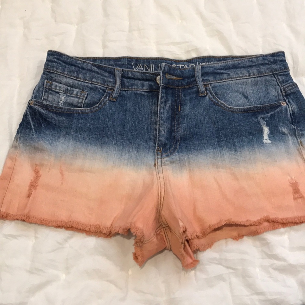 Ombre high rise jean shorts